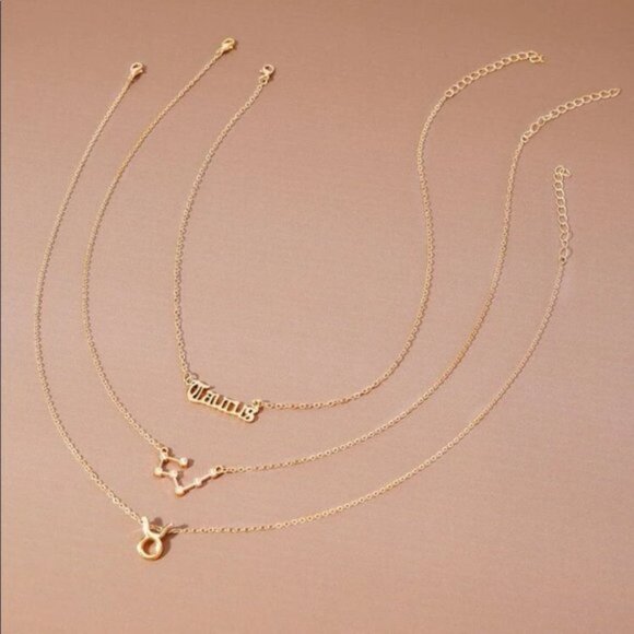 New Gold Taurus Zodiac Constellation Necklace Set of 3 - Picture 5 of 7